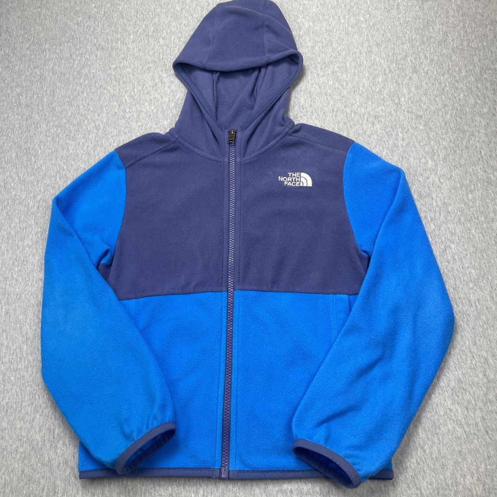 The North Face Fleece Hoodie Kids S 7/8 Blue Navy Full Zip EUC